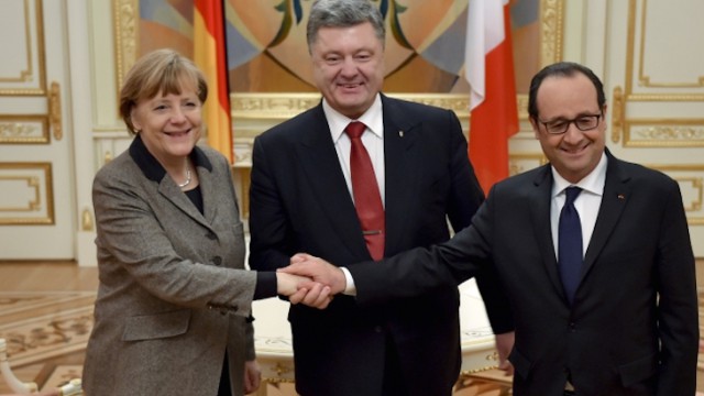 Ангела Меркель, Петр Порошенко и Франсуа Олланд