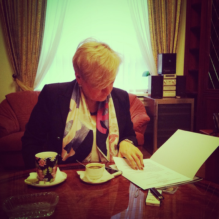8:45am - Mrs. Gontareva is getting ready for her upcoming meetings